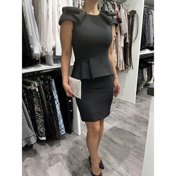 Marchesa Black 100% Silk Designer Sheath Dress $795 - Picture 8 of 10